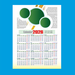 2026 calendar Arabic & Bangla simple minimal design Planner 2026 asks with Bangla Arabic English day