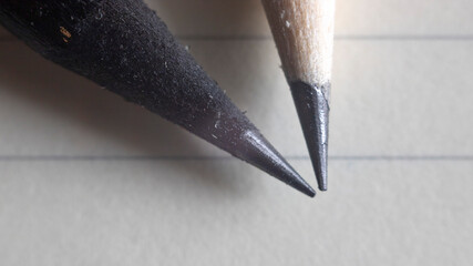 Sharpened pencil ends captured in macro detail