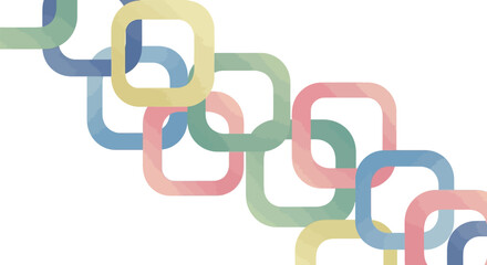Abstract Interlocking Rounded Squares Chain with Pastel Colors and Modern Geometric Connection