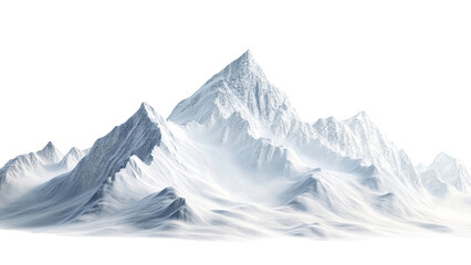 Majestic snow covered mountain peaks against a transparent background