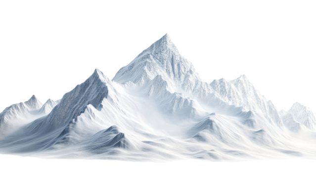 Majestic snow covered mountain peaks against a transparent background