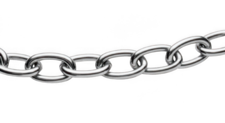 Strong silver metal chain links connected, symbolizing security