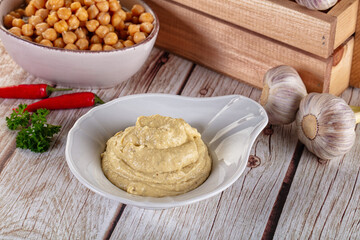 Natural organic homemade chickpea hummus