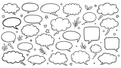 Fototapeta premium Hand drawn speech bubbles and thought clouds for social media and communication