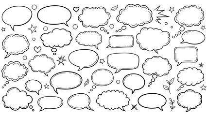 Fototapeta premium Hand drawn speech bubbles and thought bubbles collection in vector format