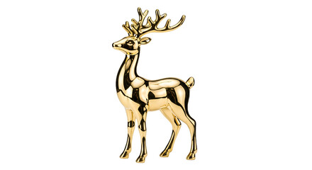 Elegant Gold Reindeer Sculpture with Antlers Standing Proudly