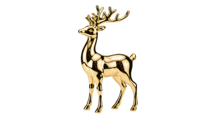 Elegant Gold Reindeer Sculpture with Antlers Standing Proudly