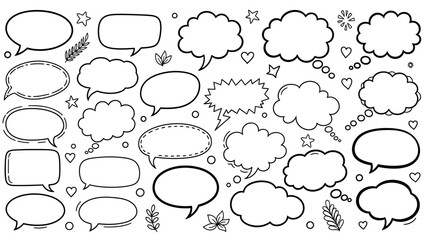 Fototapeta premium Hand drawn speech bubbles and thought bubbles for comic and graphic design projects