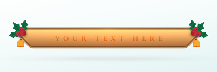 Elegant Gold Christmas Banner with Festive Ornaments and Decorative Holiday Border Lower Third Design
