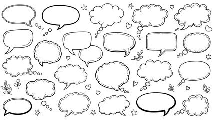 Hand drawn speech bubbles collection for communication and design elements