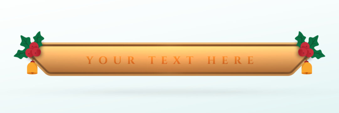 Elegant Gold Christmas Banner with Festive Ornaments and Decorative Holiday Border Lower Third Design