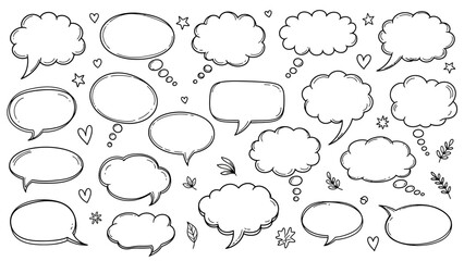Hand drawn speech bubbles collection for comic cartoon and chat designs