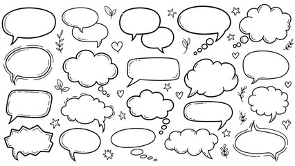 Fototapeta premium Hand drawn speech bubbles collection for social media and communication design