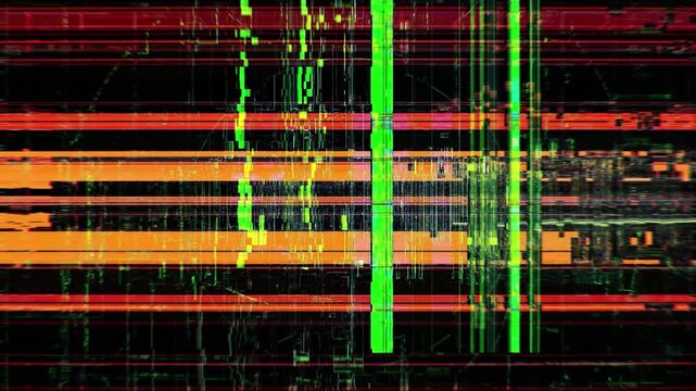 Looped corrupted HUD overlay with broken interface fragments, digital artifacts and intense distortion. Designed for tech breakdown effects, glitch edits and modern VFX.