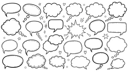 Fototapeta premium Collection of hand drawn speech bubbles and thought bubbles in vector format
