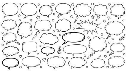 Fototapeta premium Hand drawn speech bubbles and thought bubbles collection in vector format