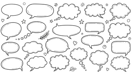 Fototapeta premium Hand drawn speech bubbles and thought bubbles collection for comic design