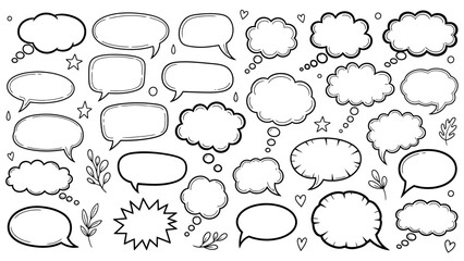 Fototapeta premium Hand drawn speech and thought bubbles collection for comics and graphic design