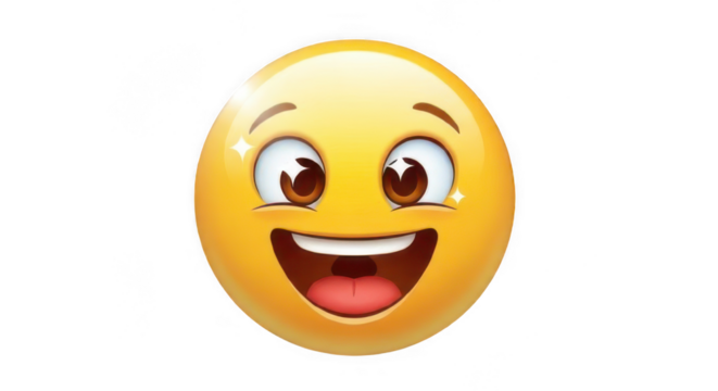 Sparkling eyes and wide smile express pure happiness emoji face - Powered by Adobe