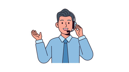 Man Wearing Headset Giving Customer Support with Positive Attitude