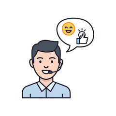 Customer Service Representative with Idea in Thought Bubble