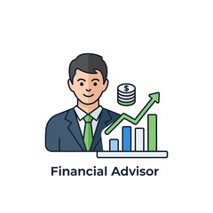 Financial advisor with an upward growth graph illustration