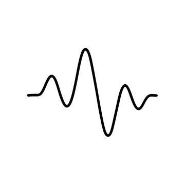 Illustration of a black sine wave on a white background on transparent background