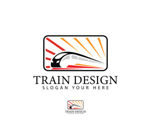 train logo creative design transport express fast business concept