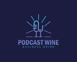 podcast wine logo creative design concept music line art