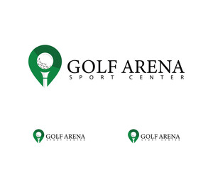 golf arena logo creative design concept sport location pin map