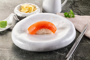 Japanese cuisine - sushi with salmon