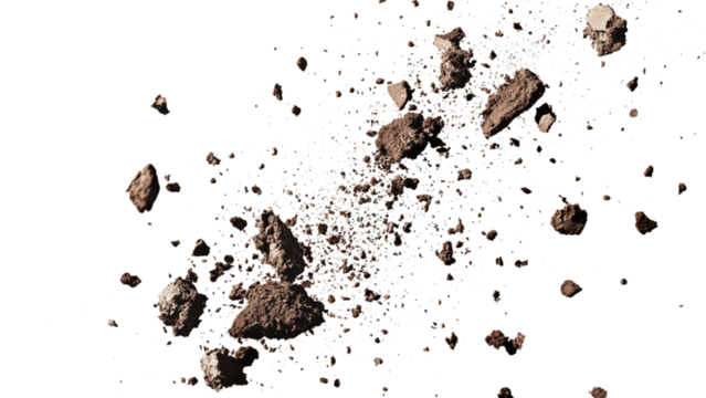 Abstract burst of fiery particles and light against a transparent background