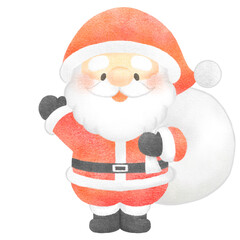 Santa Claus holding a present｜Hand-drawn style