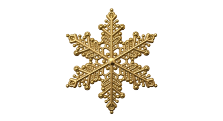 Ornate Golden Snowflake Ornament on a Striped Holiday Background