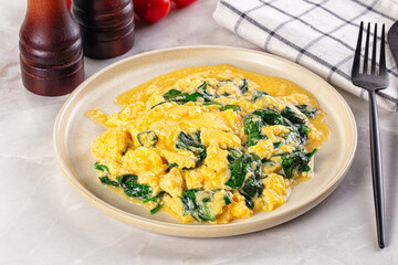 Omelette with spinach for breakfast
