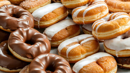 Indulge in delicious donuts with chocolate and cream frosting sweet cravings and delightful treats