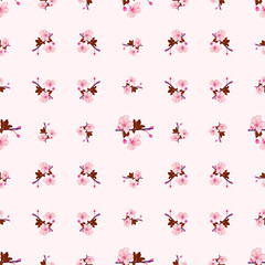 Seamless Pink Cherry Blossom Floral Pattern