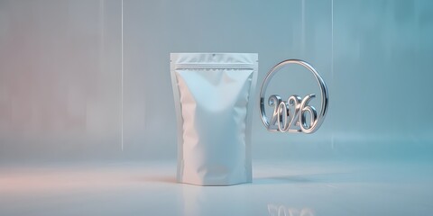 Modern pouch packaging mockup for your brand in 2026 with a clean and vibrant background