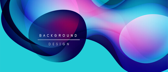 Abstract fluid shapes, vibrant colors blend. Modern design elements create dynamic background. Text reads background design.