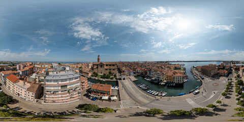 Aerial view of town Chioggia in Veneto, Italy