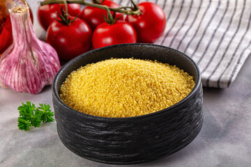 Vegan cuisine - raw dry couscous