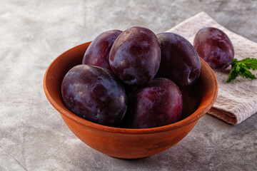 Ripe sweet fresh juicy plums