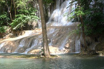 Sai Yok Noi Waterfall is an important tourist attraction in Kanchanaburi Province, Thailand. During World War II, the Japanese army built the Death Railway through Sai Yok Noi into Burma.