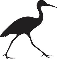 Obraz premium Walking heron silhouette vector illustration isolated on white background