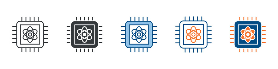 Quantum Computing Icon Set Multiple Style Collection 