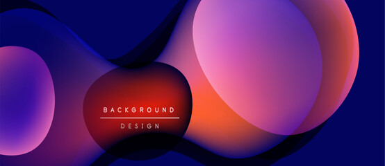 Abstract fluid shapes, vibrant colors blend. Modern design, dynamic composition, gradients create depth. Background features text element.