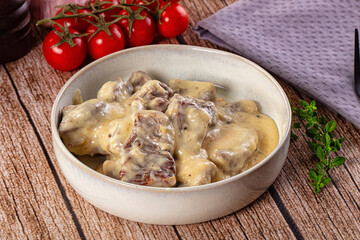Beef stroganoff stew meat with cream