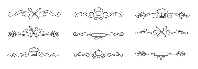 Obraz premium Elegant decorative kitchen dividers with culinary motifs in vintage style