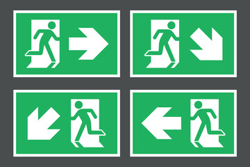 emergency fire exit sign set, exit door label