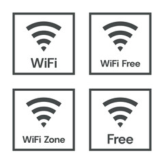 wifi zone icon set, free wifi sign